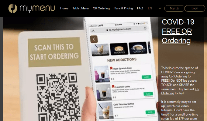 Digital menu company ‘My Menu’ gives away QR ordering to contain the spread of COVID-19